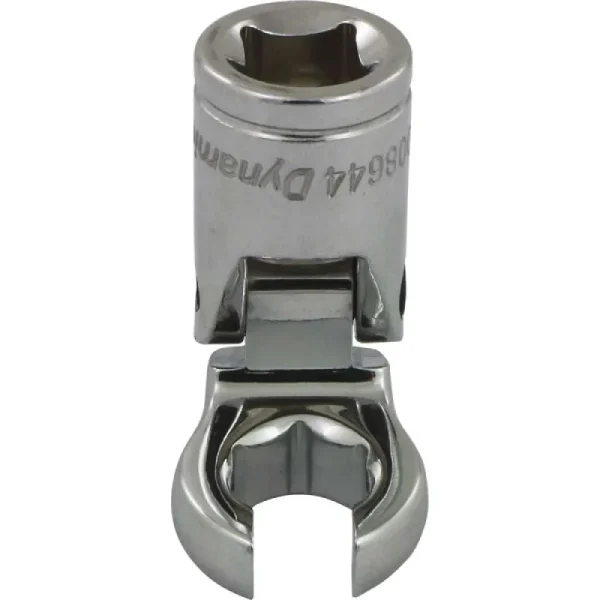 Dynamic Tools 3/8in. Drive SAE 7/16in. Flex Head Crow Foot Flare Nut Socket Chrome Finish D008644