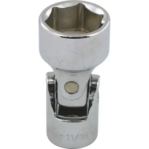 Dynamic Tools 3/8in. Drive 6 Point SAE 11/16in. Universal Joint Socket Chrome Finish D008622