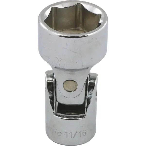 Dynamic Tools 3/8in. Drive 6 Point SAE 11/16in. Universal Joint Socket Chrome Finish D008622