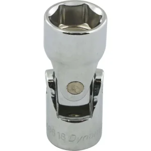 Dynamic Tools 3/8in. Drive 6 Point SAE 9/16in. Universal Joint Socket Chrome Finish D008618