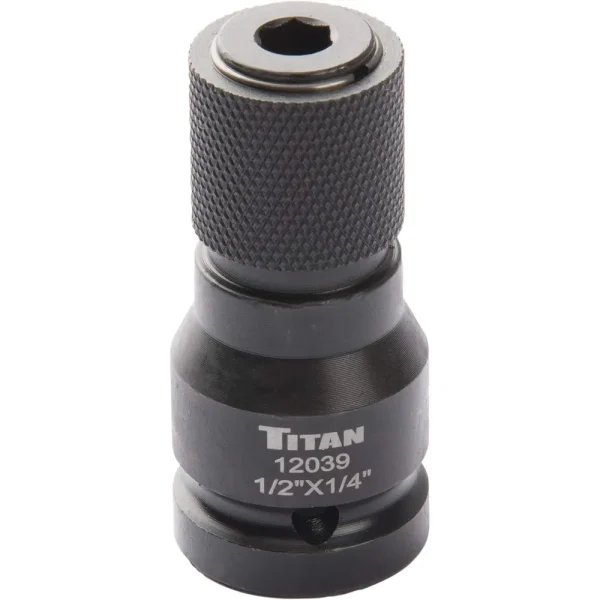 Titan Tools 1/2-Inch Drive To 1/4-Inch Hex Drive Quick Change Adapter (12039)
