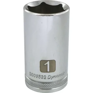 Dynamic Tools 3/8in. Drive 6 Point SAE 1in. Deep Length Chrome Finish Socket D008532
