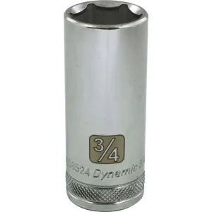 Dynamic Tools 3/8in. Drive 6 Point SAE 3/4in. Deep Length Chrome Finish Socket D008524