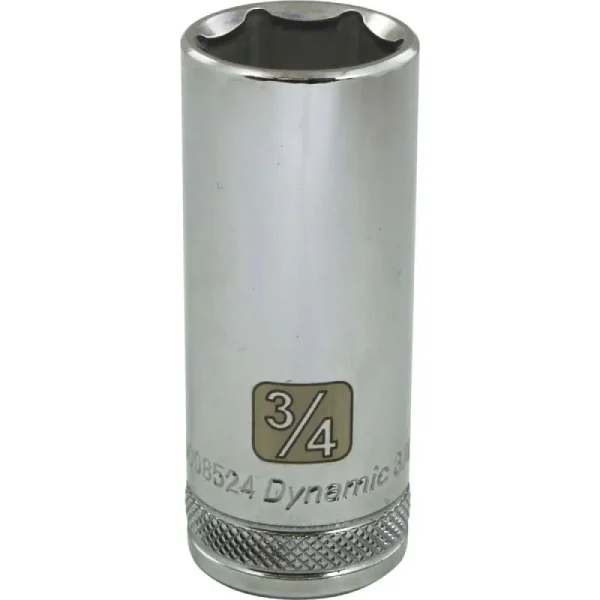 Dynamic Tools 3/8in. Drive 6 Point SAE 3/4in. Deep Length Chrome Finish Socket D008524