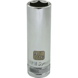 Dynamic Tools 3/8in. Drive 6 Point SAE 9/16in. Deep Length Chrome Finish Socket D008518