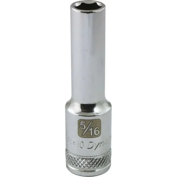 Dynamic Tools 3/8in. Drive 6 Point SAE 5/16in. Deep Length Chrome Finish Socket D008510