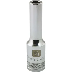 Dynamic Tools 3/8in. Drive 6 Point SAE 1/4in. Deep Length Chrome Finish Socket D008508