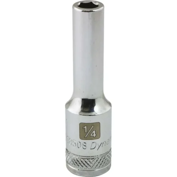 Dynamic Tools 3/8in. Drive 6 Point SAE 1/4in. Deep Length Chrome Finish Socket D008508