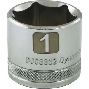 Dynamic Tools 3/8in. Drive 6 Point SAE 1in. Standard Length Chrome Finish Socket D008332