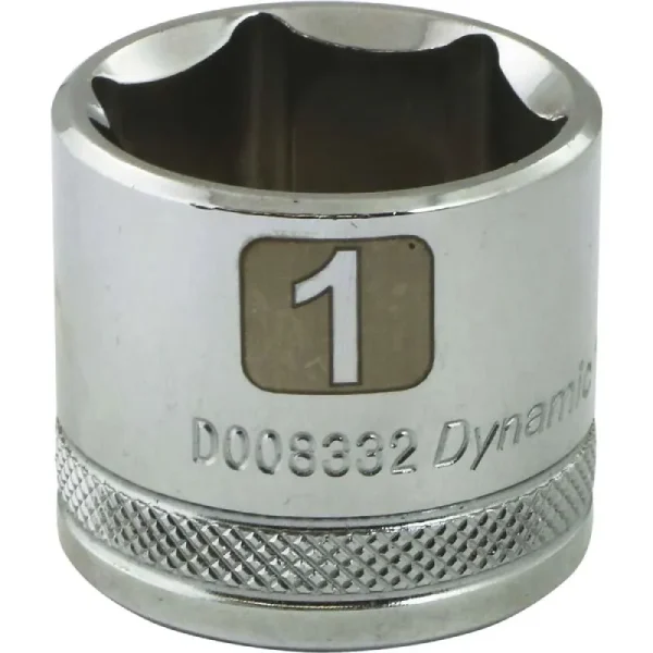 Dynamic Tools 3/8in. Drive 6 Point SAE 1in. Standard Length Chrome Finish Socket D008332