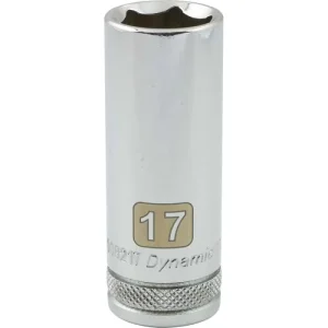 Dynamic Tools 3/8in. Drive 6 Point Metric 17mm Deep Length Chrome Finish Socket D008217
