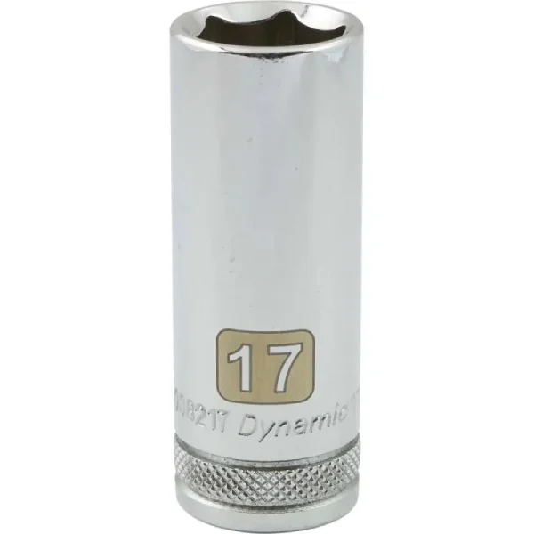 Dynamic Tools 3/8in. Drive 6 Point Metric 17mm Deep Length Chrome Finish Socket D008217