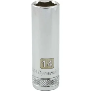Dynamic Tools 3/8in. Drive 6 Point Metric 14mm Deep Length Chrome Finish Socket D008214