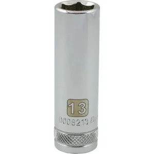 Dynamic Tools 3/8in. Drive 6 Point Metric 13mm Deep Length Chrome Finish Socket D008213
