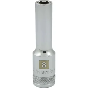 Dynamic Tools 3/8in. Drive 6 Point Metric 8mm Deep Length Chrome Finish Socket D008208