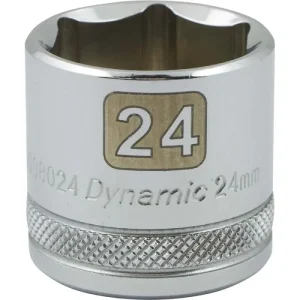 Dynamic Tools 3/8in. Drive 6 Point Metric 24mm Standard Length Chrome Finish Socket D008024