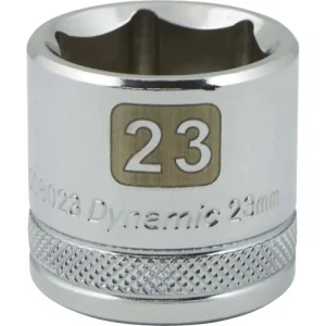 Dynamic Tools 3/8in. Drive 6 Point Metric 23mm Standard Length Chrome Finish Socket D008023