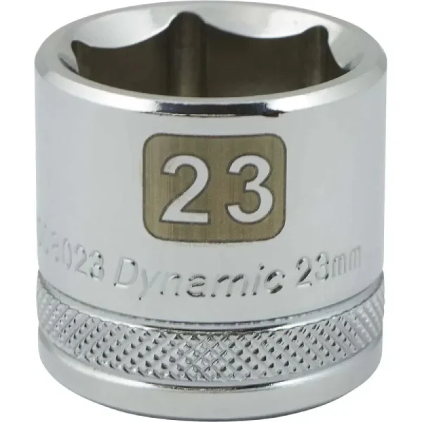 Dynamic Tools 3/8in. Drive 6 Point Metric 23mm Standard Length Chrome Finish Socket D008023