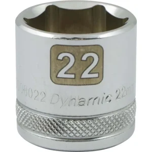 Dynamic Tools 3/8in. Drive 6 Point Metric 22mm Standard Length Chrome Finish Socket D008022