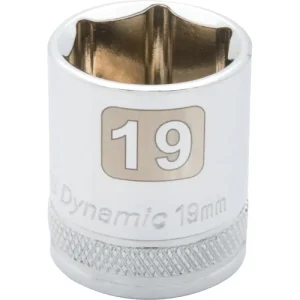 Dynamic Tools 3/8in. Drive 6 Point Metric 19mm Standard Length Chrome Finish Socket D008019