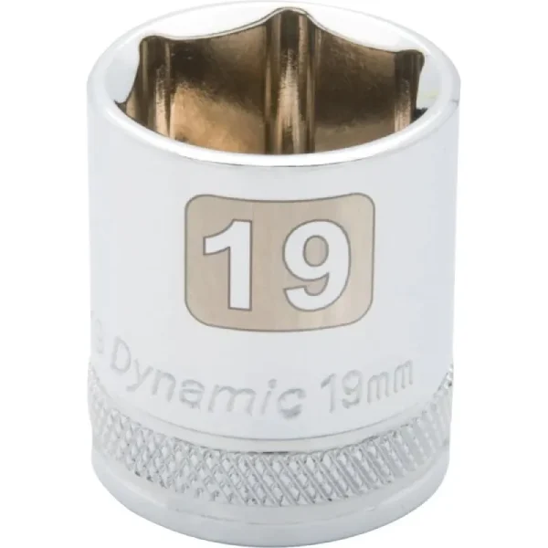Dynamic Tools 3/8in. Drive 6 Point Metric 19mm Standard Length Chrome Finish Socket D008019