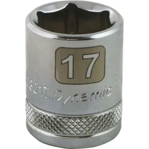 Dynamic Tools 3/8in. Drive 6 Point Metric 17mm Standard Length Chrome Finish Socket D008017