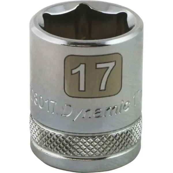 Dynamic Tools 3/8in. Drive 6 Point Metric 17mm Standard Length Chrome Finish Socket D008017
