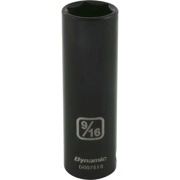 Dynamic Tools 3/8in. Drive 6 Point SAE 9/16in. Deep Length Impact Socket D007518