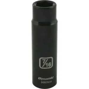 Dynamic Tools 3/8in. Drive 6 Point SAE 7/16in. Deep Length Impact Socket D007514