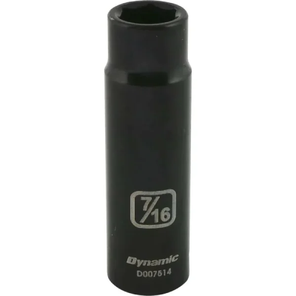 Dynamic Tools 3/8in. Drive 6 Point SAE 7/16in. Deep Length Impact Socket D007514