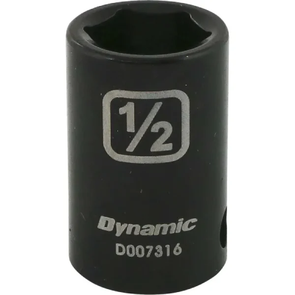 Dynamic Tools 3/8in. Drive 6 Point SAE 1/2in. Standard Length Impact Socket D007316