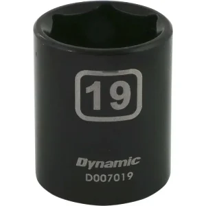 Dynamic Tools 3/8in. Drive 6 Point Metric 19mm Standard Length Impact Socket D007019