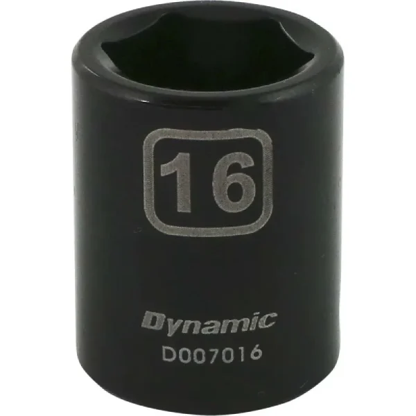 Dynamic Tools 3/8in. Drive 6 Point Metric 16mm Standard Length Impact Socket D007016