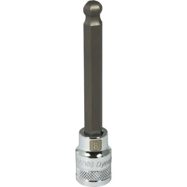 Dynamic Tools 3/8in. Drive Metric Hex Head 8mm Long Ball Nose Chrome Finish Socket D006908