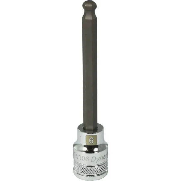 Dynamic Tools 3/8in. Drive Metric Hex Head 6mm Long Ball Nose Chrome Finish Socket D006906