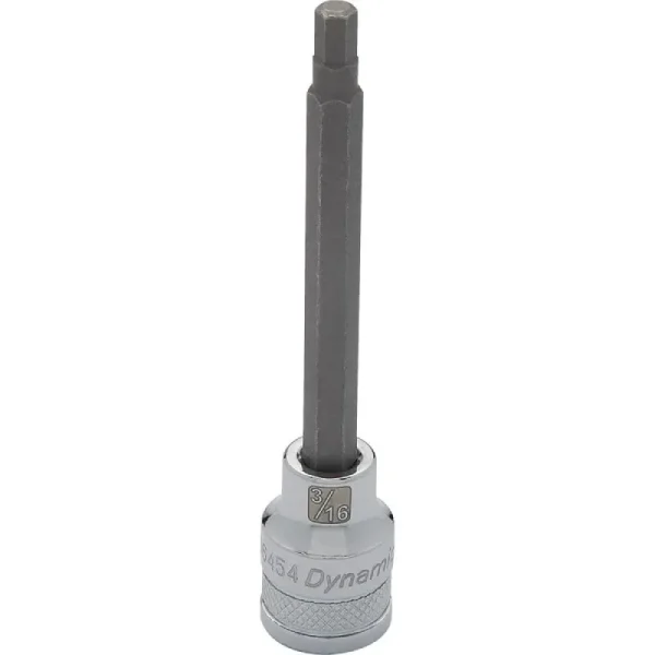Dynamic Tools 3/8in. Drive SAE Hex Head 3/16in. Long Bit Chrome Finish Socket D006454