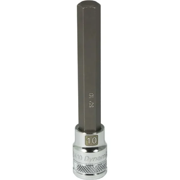 Dynamic Tools 3/8in. Drive Metric Hex Head 10mm Long Bit Chrome Finish Socket D006410