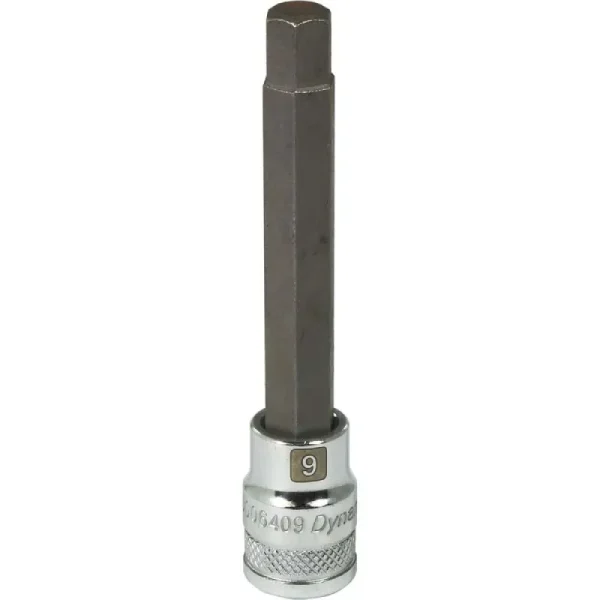 Dynamic Tools 3/8in. Drive Metric Hex Head 9mm Long Bit Chrome Finish Socket D006409