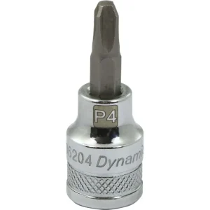 Dynamic Tools 3/8in. Drive Phillips Head Ph#4 Bit Standard Length Chrome Finish Socket D006204