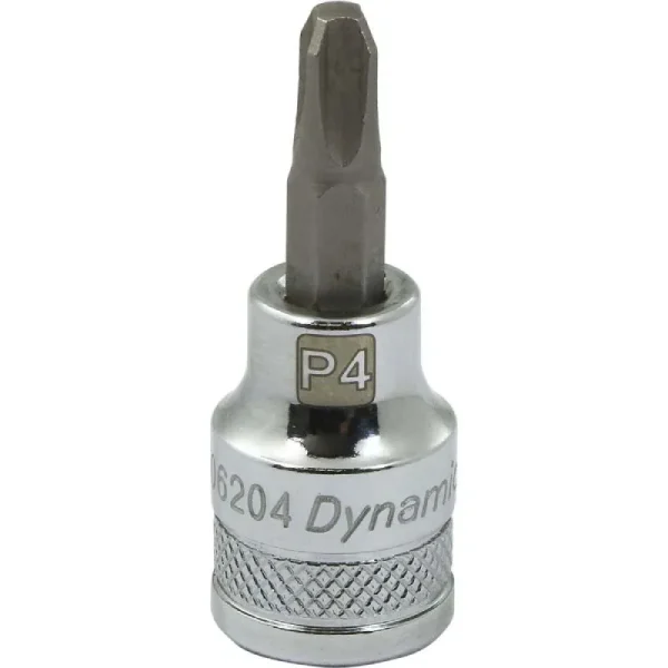 Dynamic Tools 3/8in. Drive Phillips Head Ph#4 Bit Standard Length Chrome Finish Socket D006204