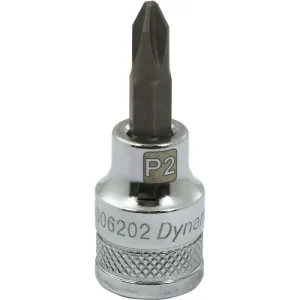 Dynamic Tools 3/8in. Drive Phillips Head Ph#2 Bit Standard Length Chrome Finish Socket D006202