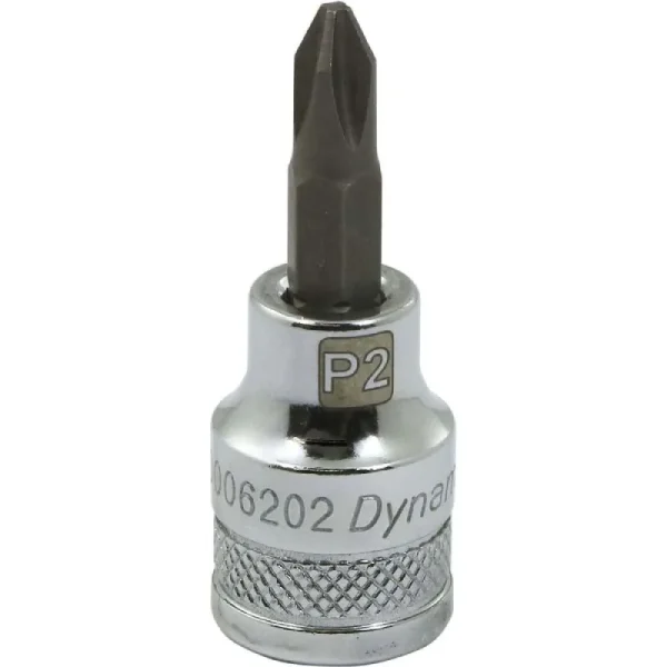 Dynamic Tools 3/8in. Drive Phillips Head Ph#2 Bit Standard Length Chrome Finish Socket D006202