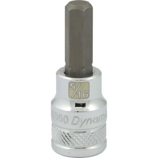 Dynamic Tools 3/8in. Drive SAE Hex Head 5/16in. Bit Standard Length Chrome Finish Socket D006060