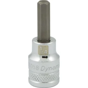 Dynamic Tools 3/8in. Drive SAE Hex Head 1/4in. Bit Standard Length Chrome Finish Socket D006058