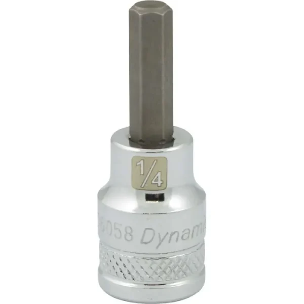 Dynamic Tools 3/8in. Drive SAE Hex Head 1/4in. Bit Standard Length Chrome Finish Socket D006058