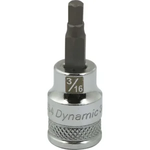 Dynamic Tools 3/8in. Drive SAE Hex Head 3/16in. Bit Standard Length Chrome Finish Socket D006054