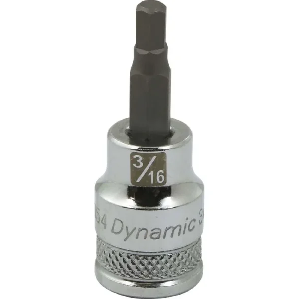 Dynamic Tools 3/8in. Drive SAE Hex Head 3/16in. Bit Standard Length Chrome Finish Socket D006054