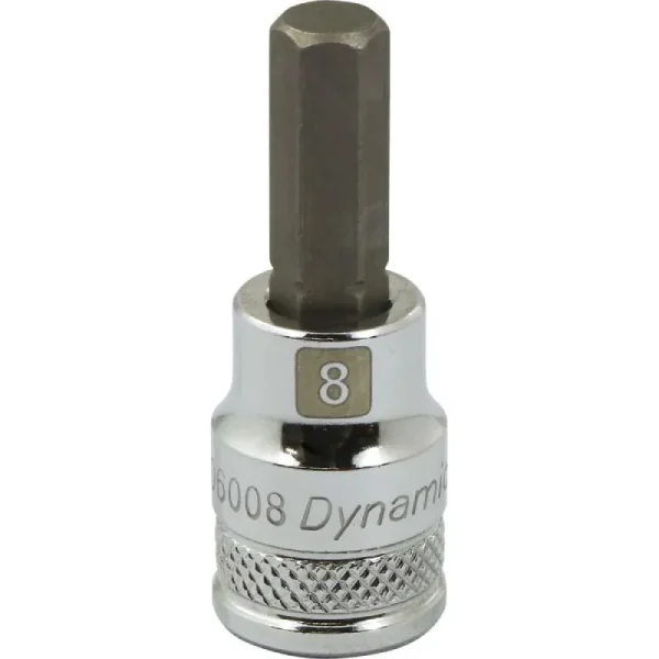 Dynamic Tools 3/8in. Drive Metric Hex Head 8mm Bit Standard Length Chrome Finish Socket D006008