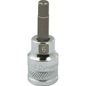 Dynamic Tools 3/8in. Drive Metric Hex Head 6mm Bit Standard Length Chrome Finish Socket D006006