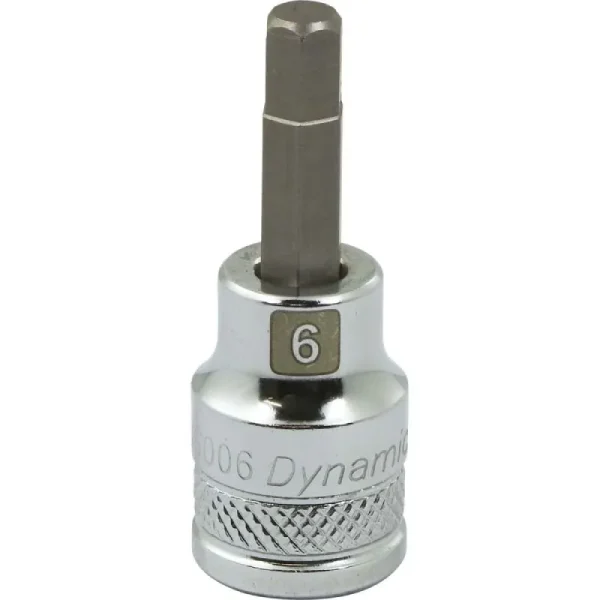 Dynamic Tools 3/8in. Drive Metric Hex Head 6mm Bit Standard Length Chrome Finish Socket D006006